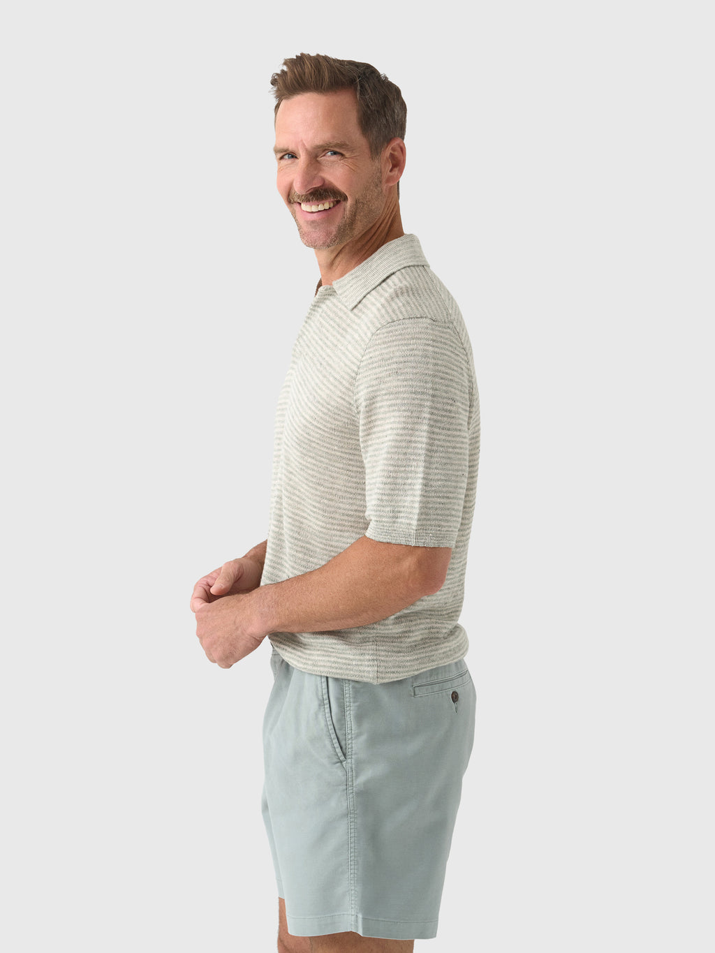Faherty Brand Men's Short-Sleeve Linen Sweater Polo - Saint Bernard