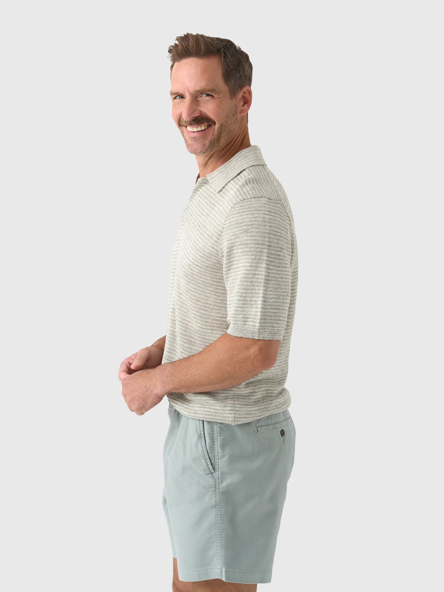 Faherty Brand Men's Short-Sleeve Linen Sweater Polo - Saint Bernard