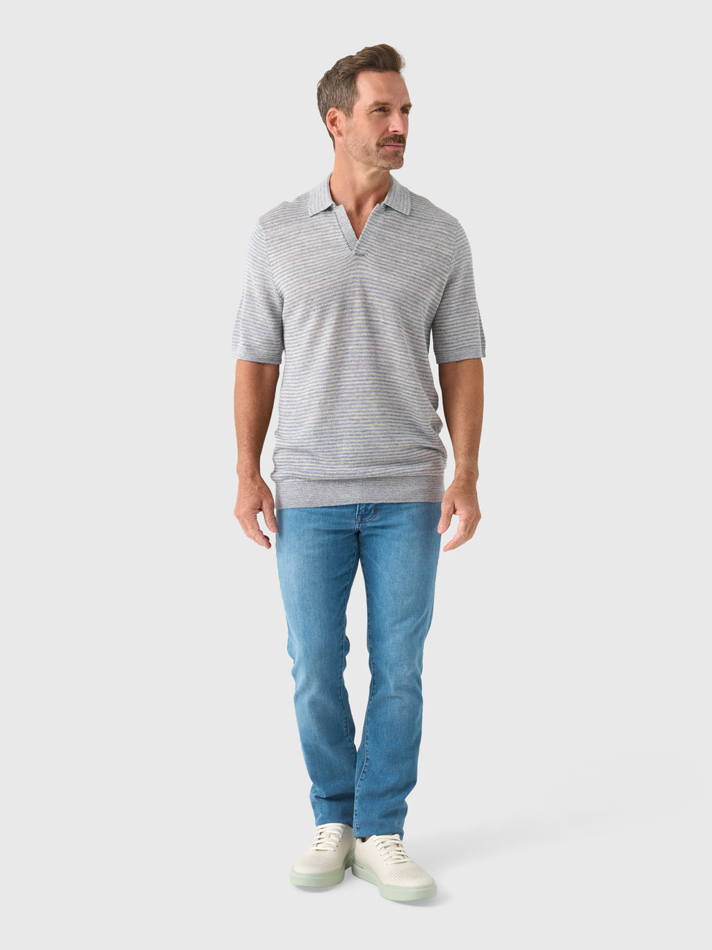 Faherty Brand Men's Short-Sleeve Linen Sweater Polo - Saint Bernard