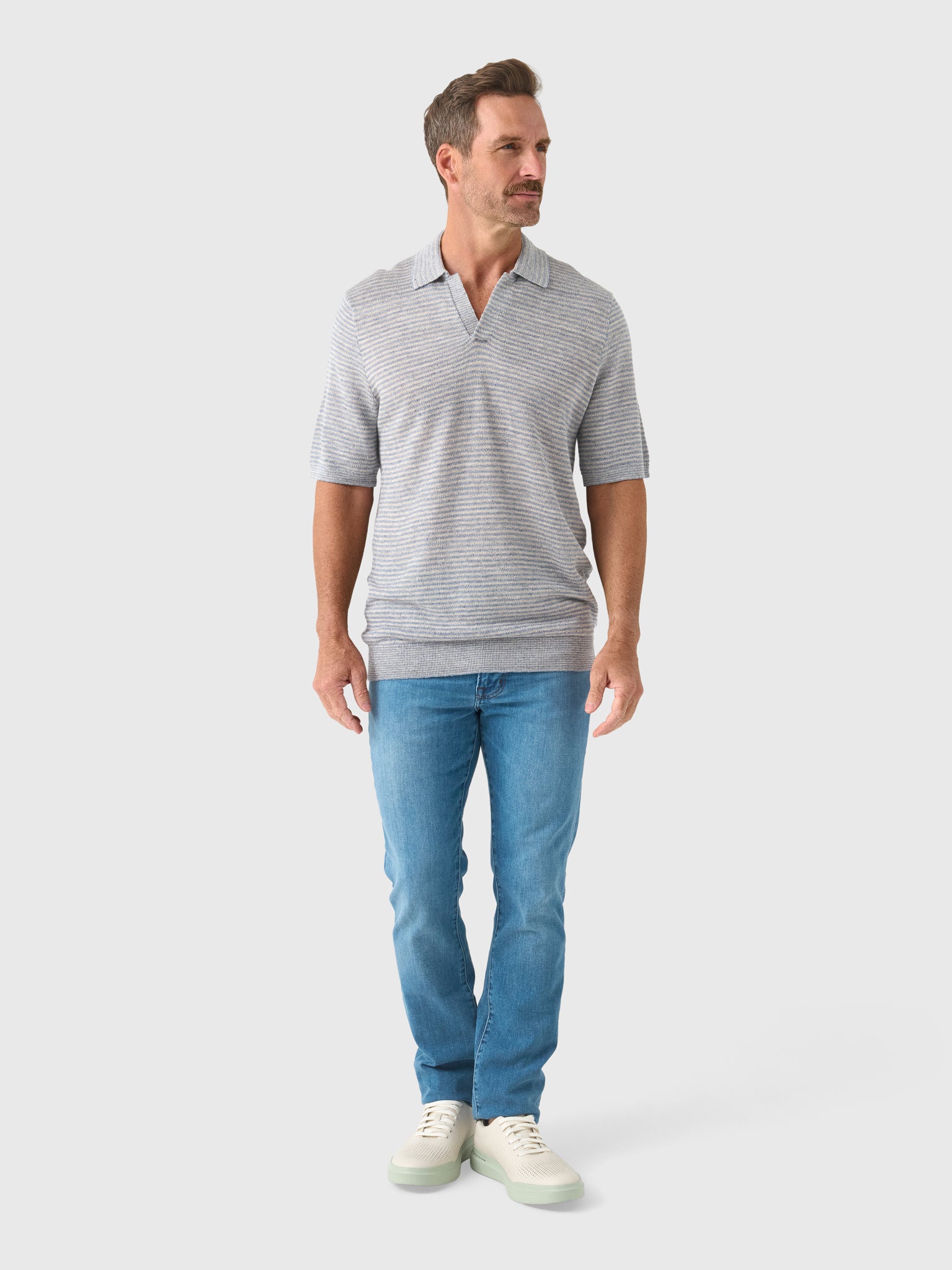 Faherty Brand Men's Short-Sleeve Linen Sweater Polo - Saint Bernard