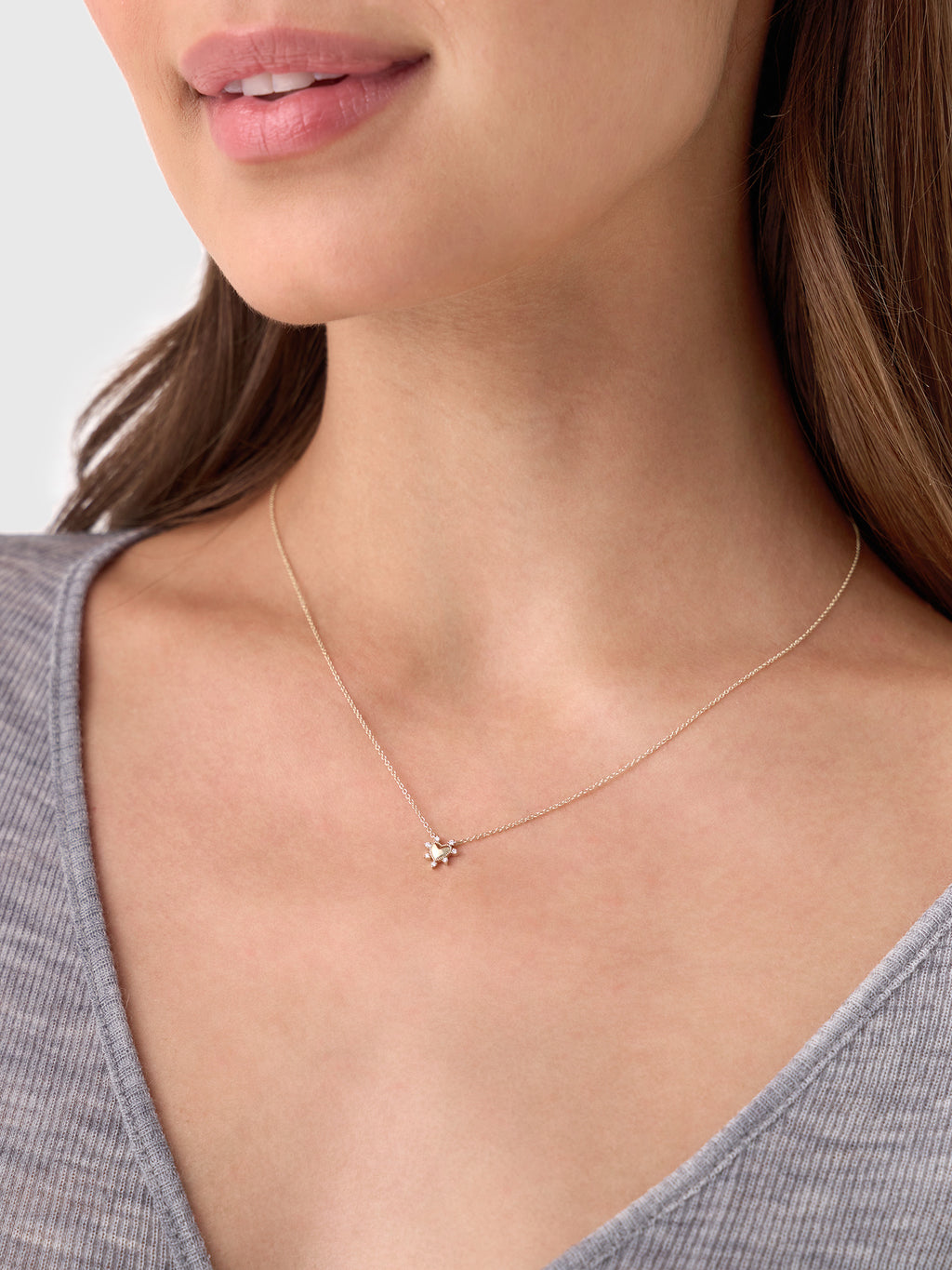 Mini Diamond Studded Heart NecklacexGOLD-alt1