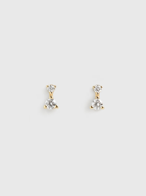 S. Bell Mini Double Diamond Solitaire Stud Earrings