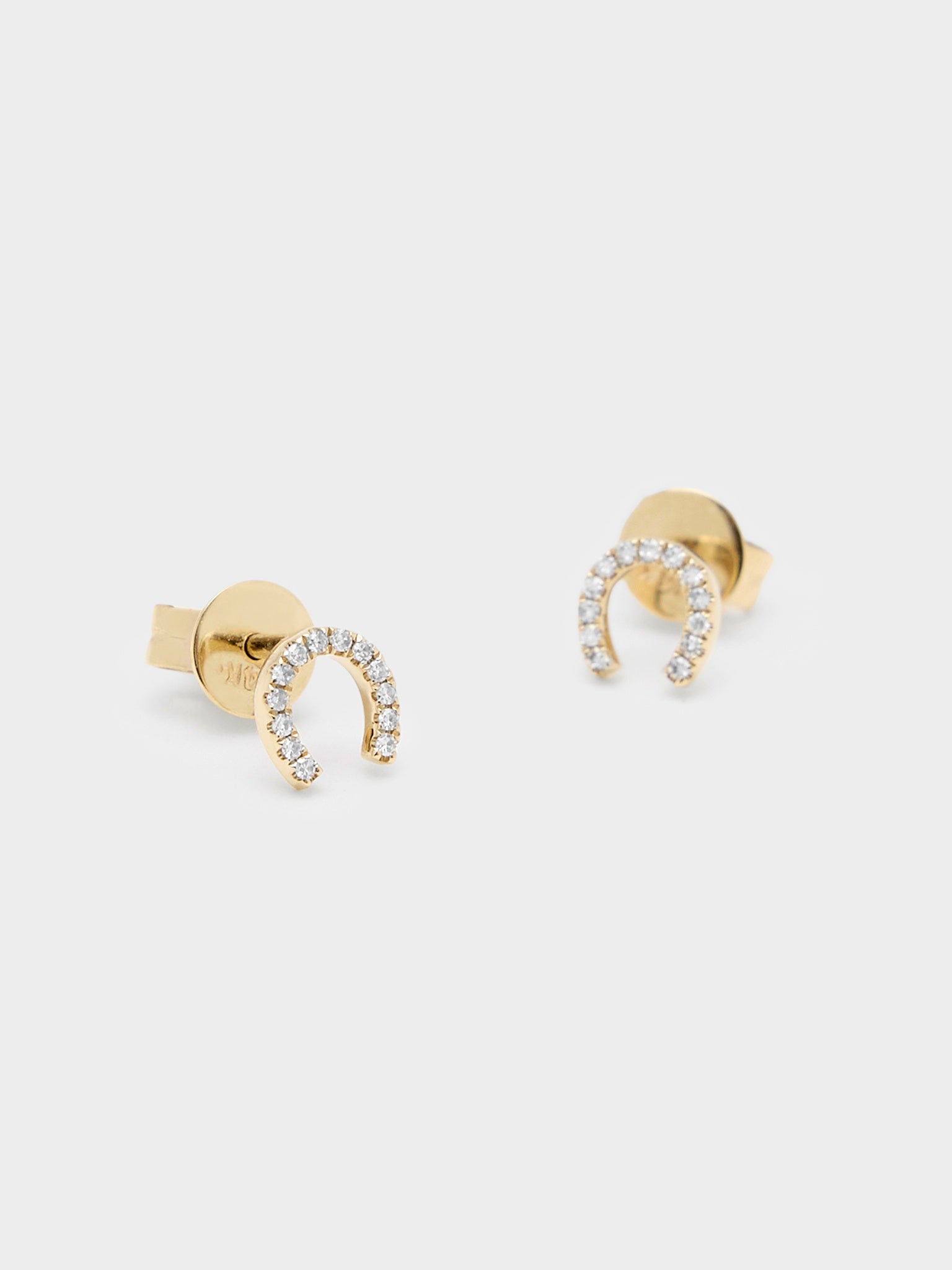 Francie B. Mini Horseshoe Diamond Stud Earrings - Saint Bernard