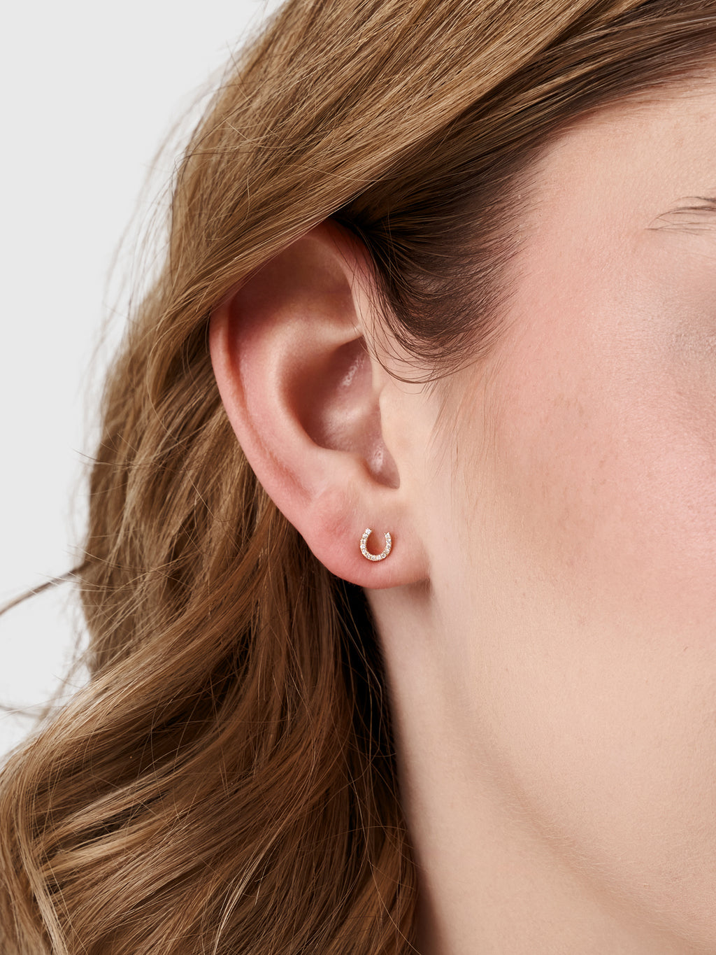 Francie B. Mini Horseshoe Diamond Stud Earrings - Saint Bernard