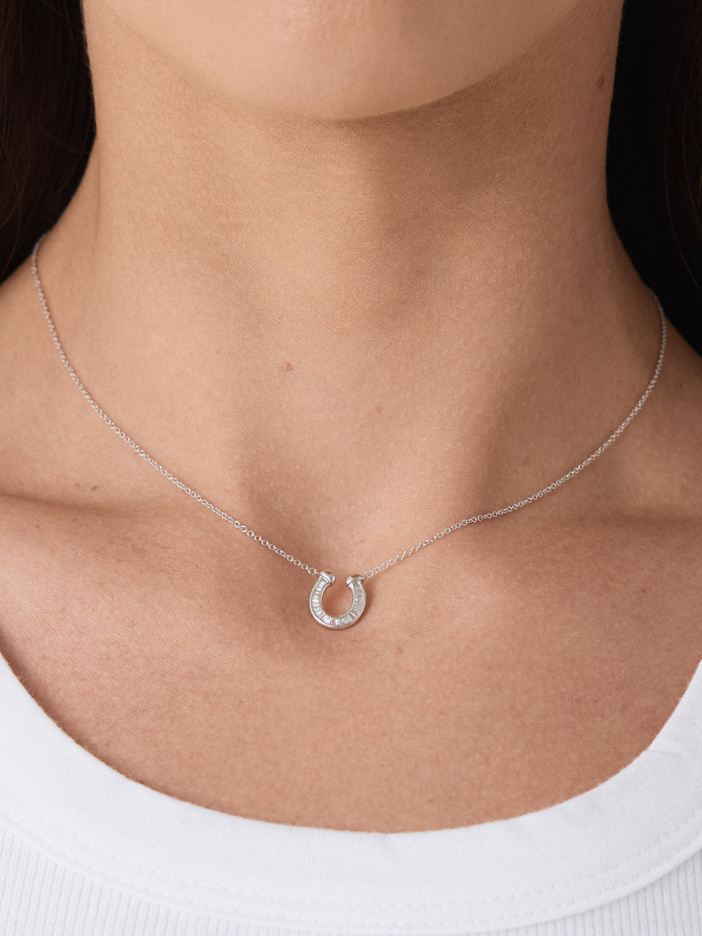 Adina Reyter Baguette Horseshoe Necklace - Saint Bernard