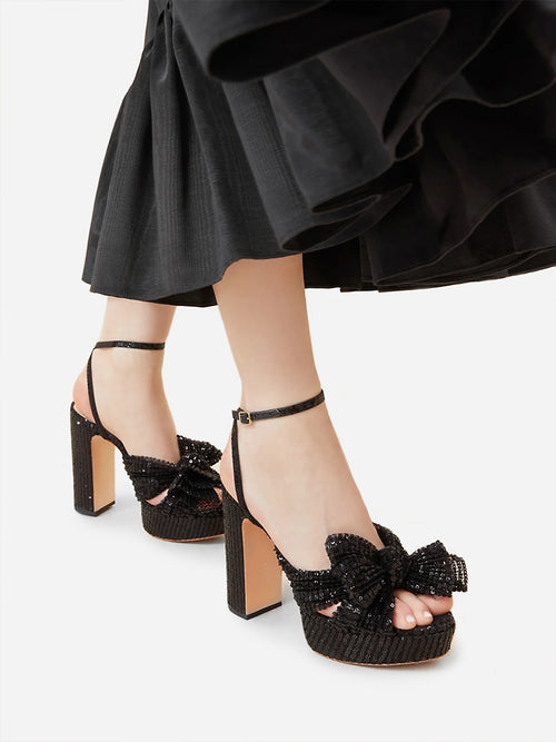 Loeffler Randall Women's Natalia Sequin Bow Platform Sandal