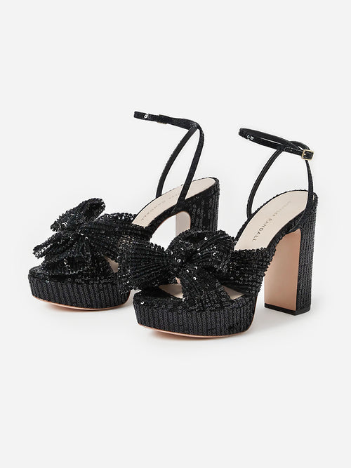 Loeffler Randall Women's Natalia Sequin Bow Platform Sandal