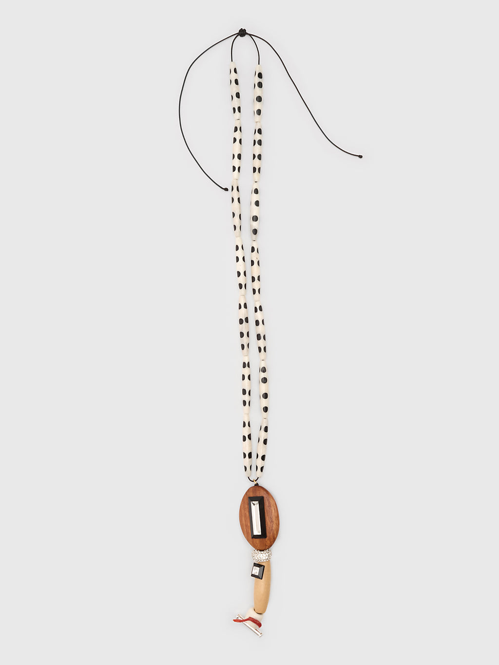 Timeless Pearly Polka Bead & Wood Bead Necklace - Saint Bernard