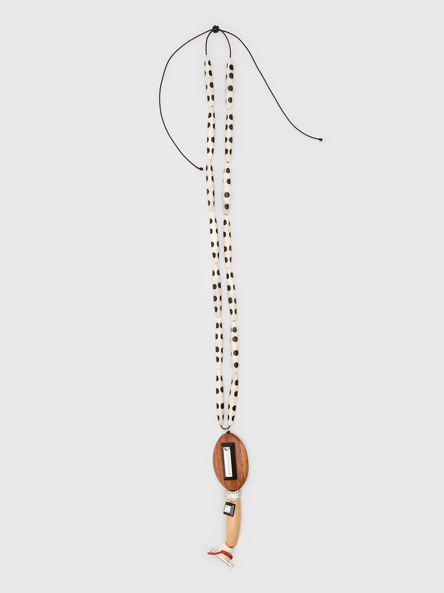 Timeless Pearly Polka Bead & Wood Bead Necklace - Saint Bernard