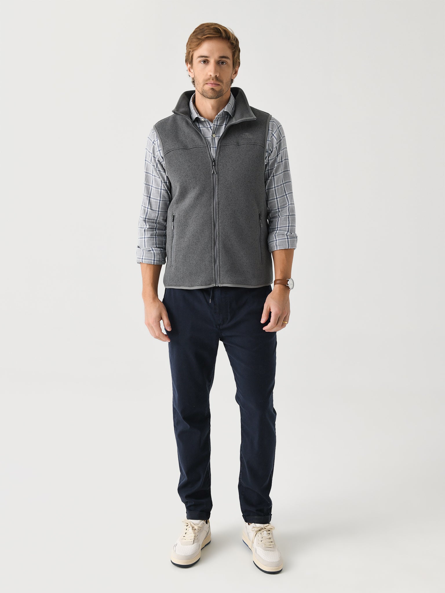 north face vest with dress shirt The North Face Men's Front Range Fleece Vest