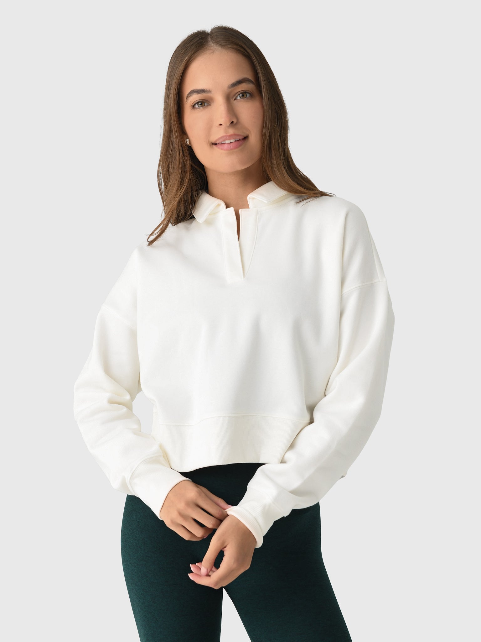 Beyond Yoga Women's LuxeFleece Collared Sweatshirt - Saint Bernard