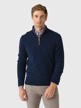 Nicoló Men's Cashmere Quarter-Zip Pullover - Saint Bernard