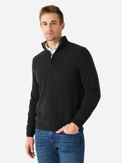 Naadam Cashmere Men's Contrast Collar Quarter-Zip