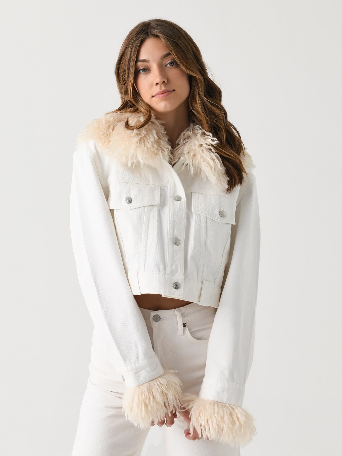 Nanushka Women's Sutton Cropped Denim Jacket - Saint Bernard