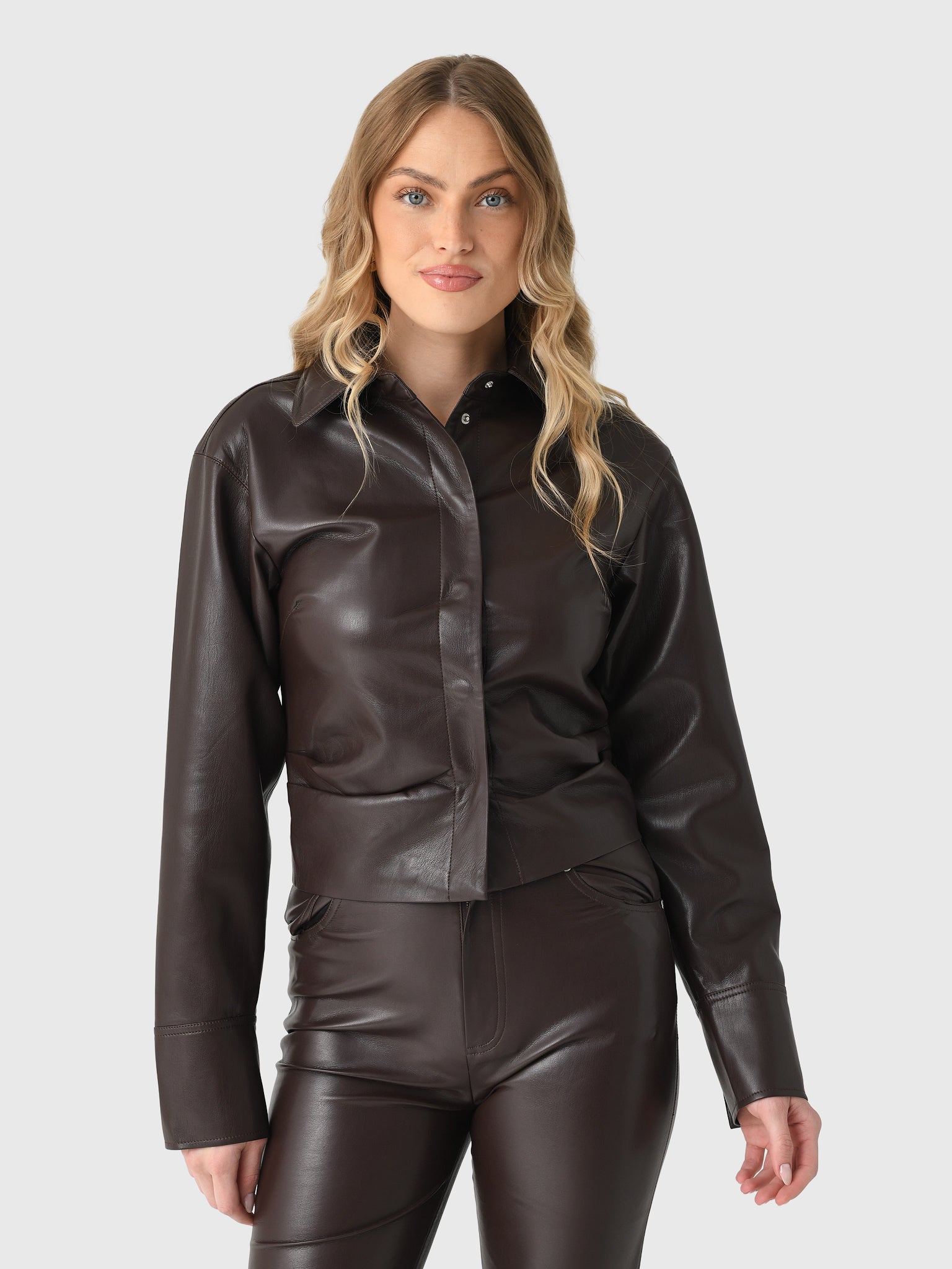 Nanushka Women's Hildie Alt-Leather Shirt - Saint Bernard