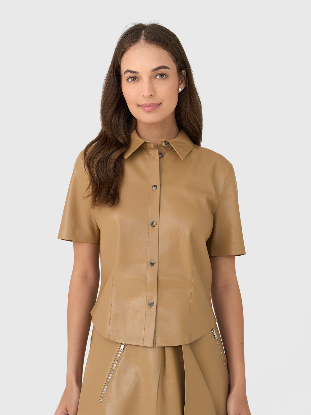 Nanushka Women's Clare Alt-Leather Shirt - Saint Bernard