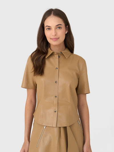 Nanushka Women's Clare Alt-Leather Shirt - Saint Bernard