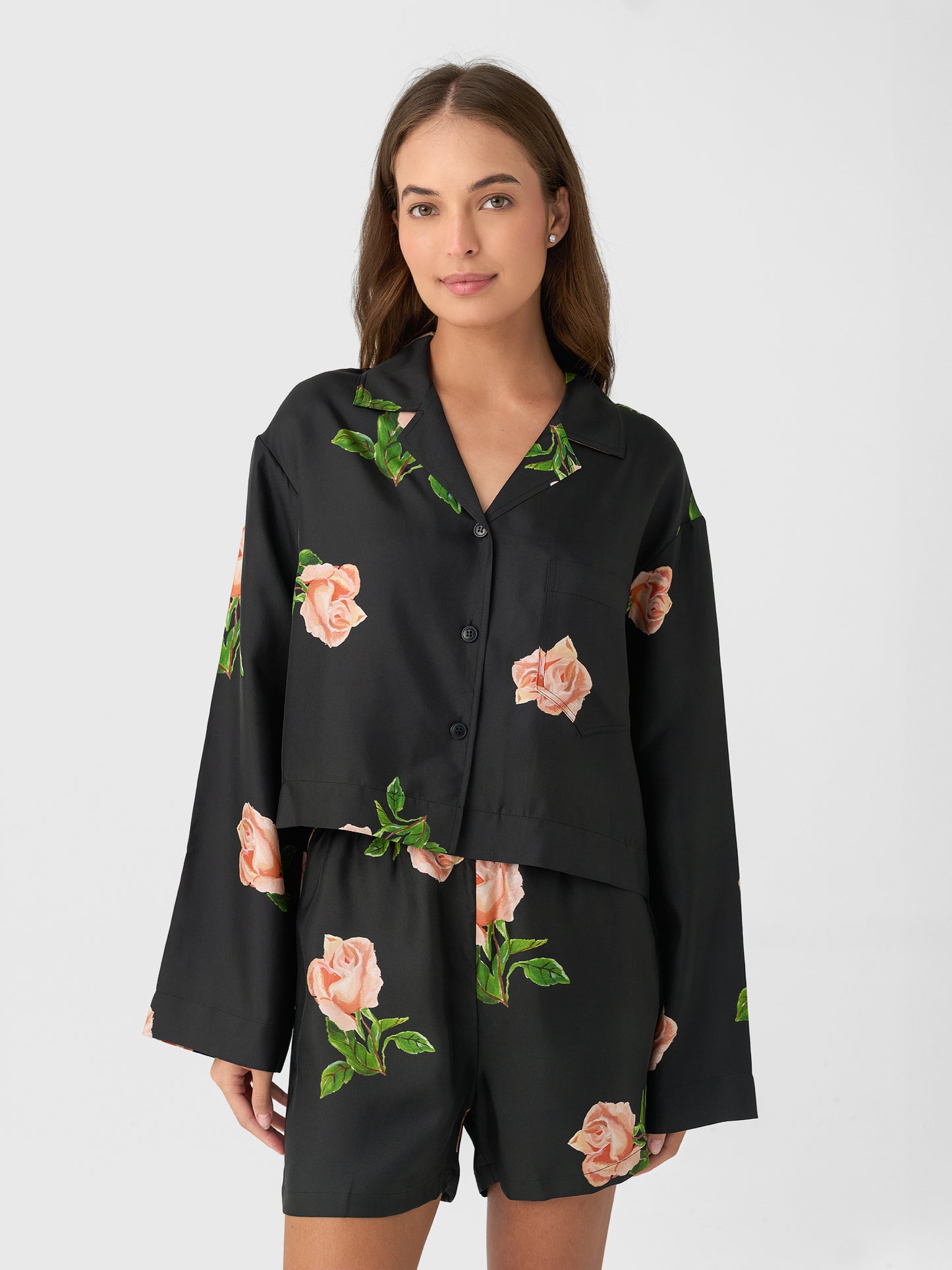 Nanushka Women's Vally Cropped Silk Shirt - Saint Bernard