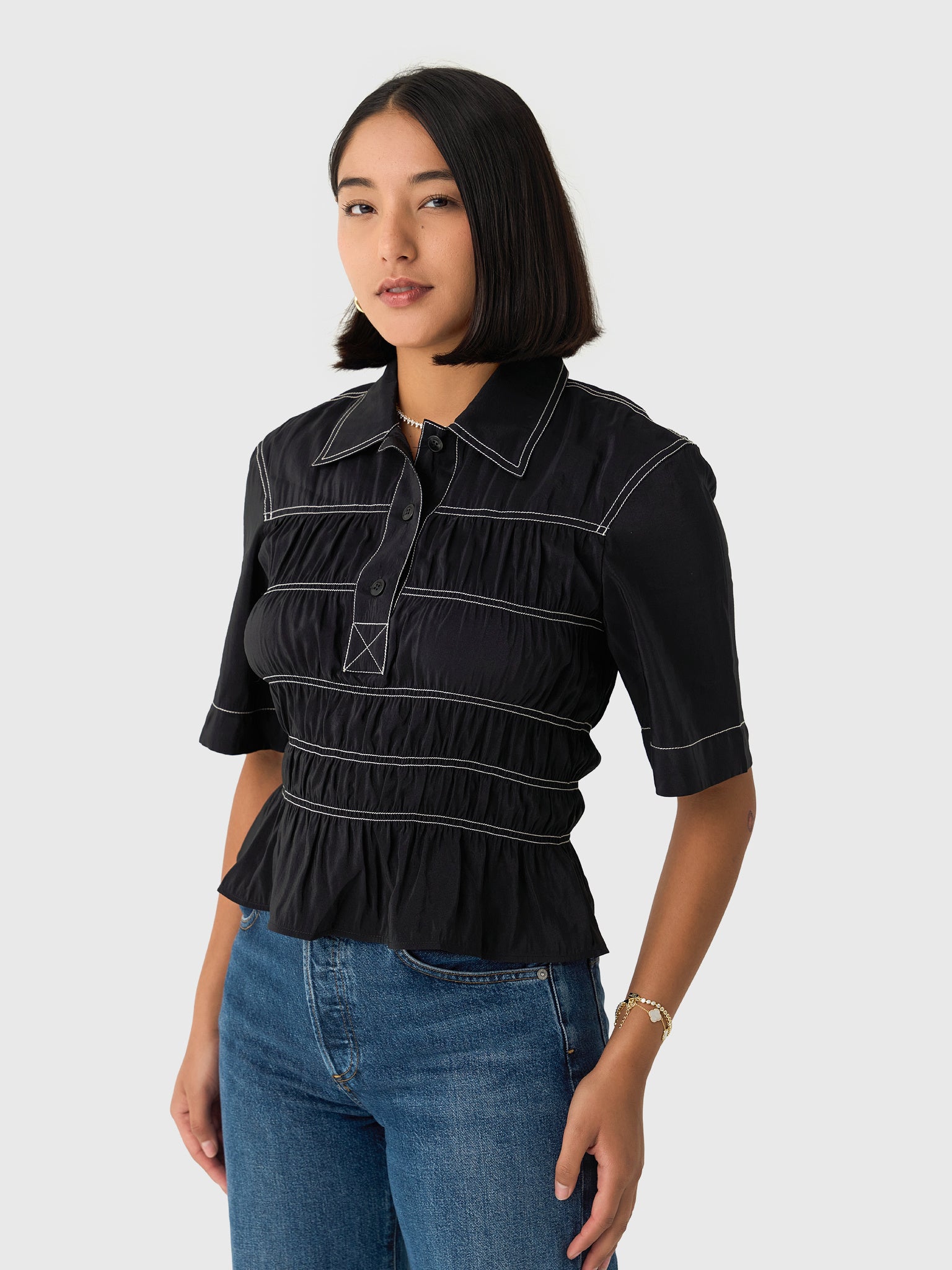 Nanushka Women's Nairi Smocked Shirt - Saint Bernard