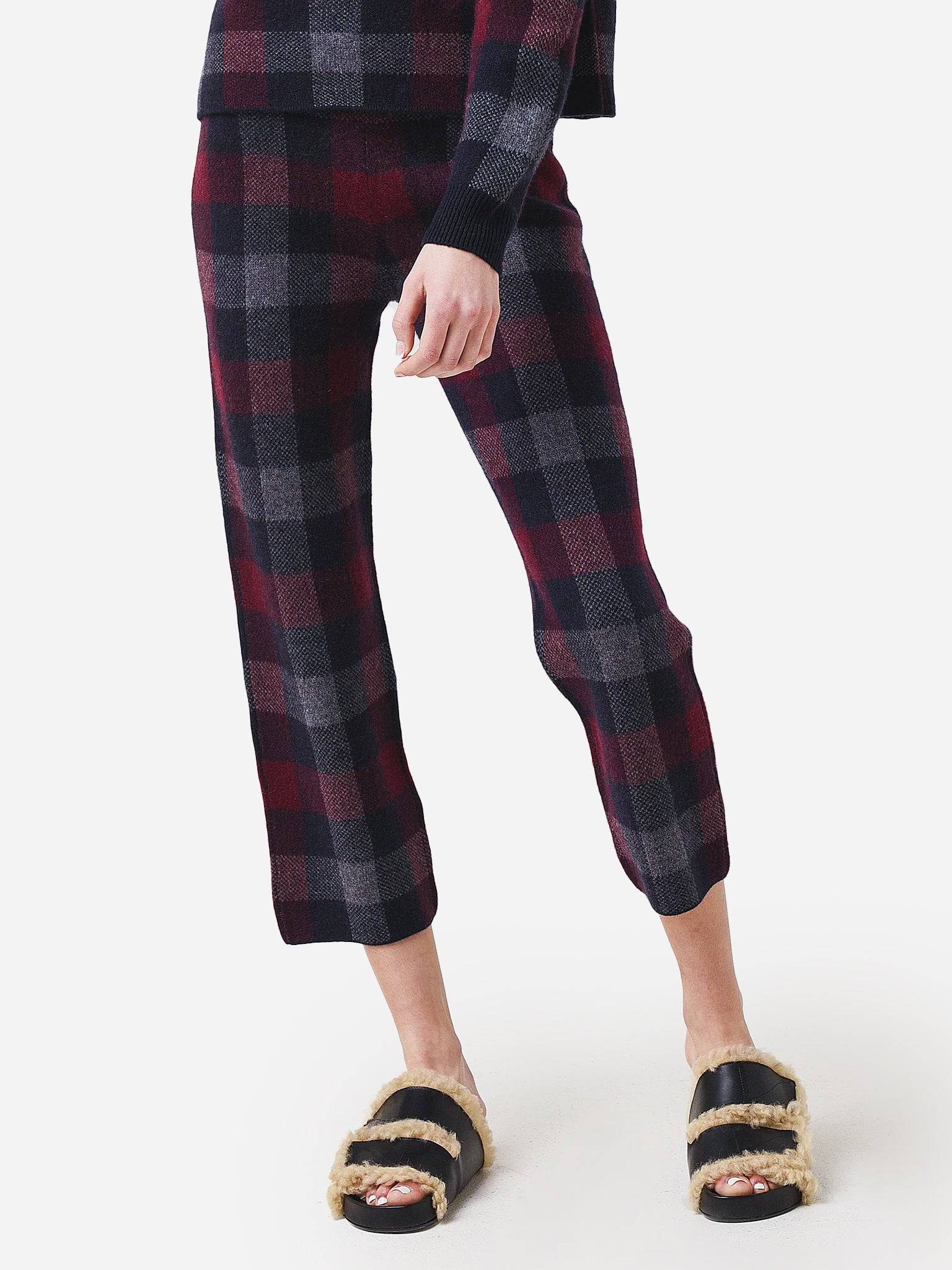 Naadam Cashmere Women's Cashmere Checkered Jacquard Pant - Saint Bernard