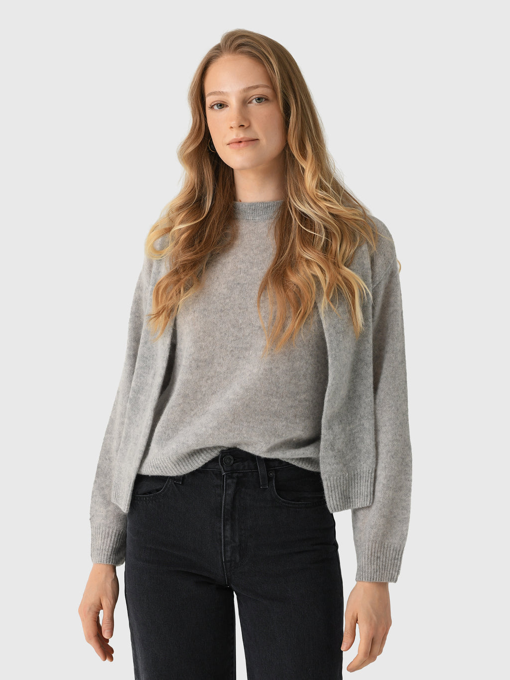 Naadam Cashmere Women's Cloud Cashmere Layered Crewneck Sweater - Saint Bernard