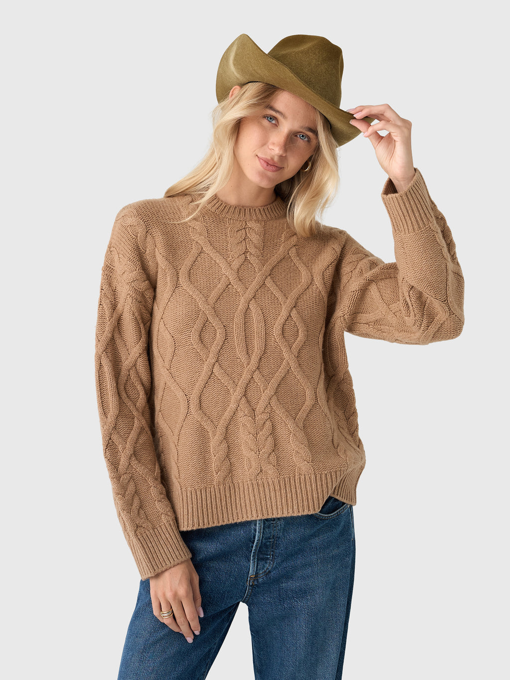 Naadam Cashmere Women's Ultra Luxe Cashmino Cable Crewneck Sweater - Saint Bernard