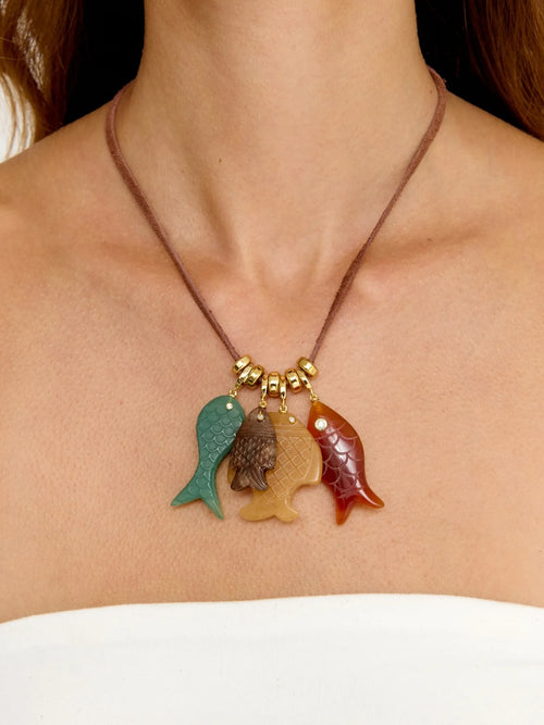 Eliou Fish Charm Wrap Necklace