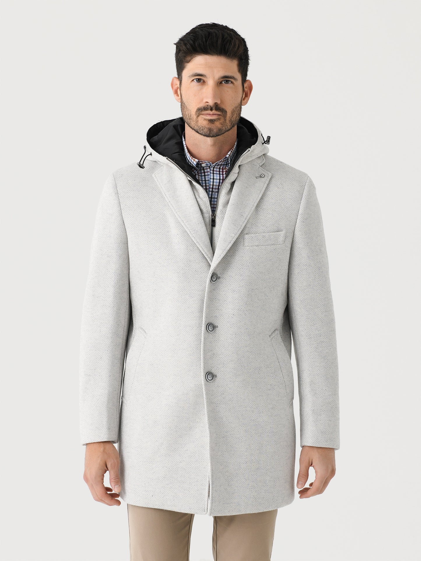 Blue Industry Men's Faint Houndstooth Hooded Inlay Jacket - Saint Bernard