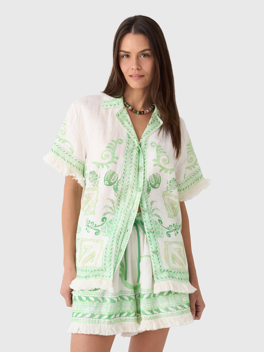 Kate Ford Women's Ochna Fringed Tee - Saint Bernard