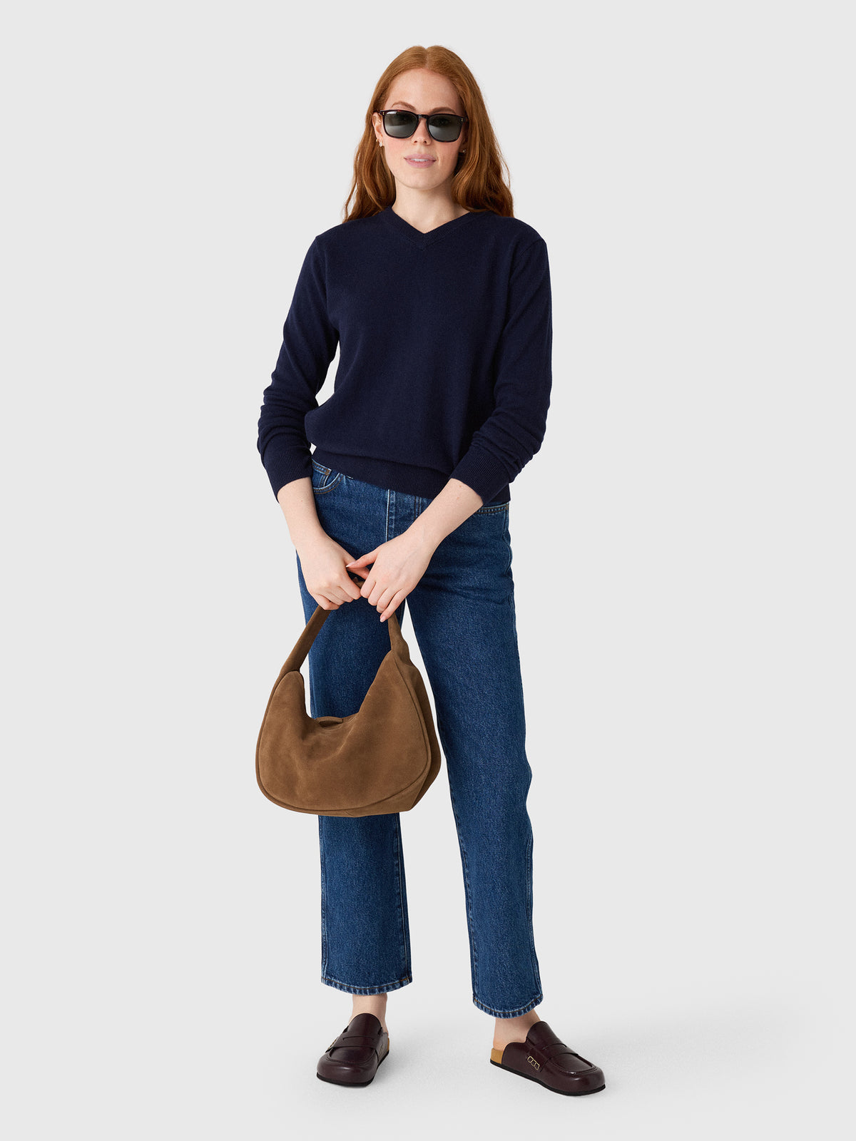 One Grey Day Women's Kadri Cashmere V-Neck Sweater - Saint Bernard