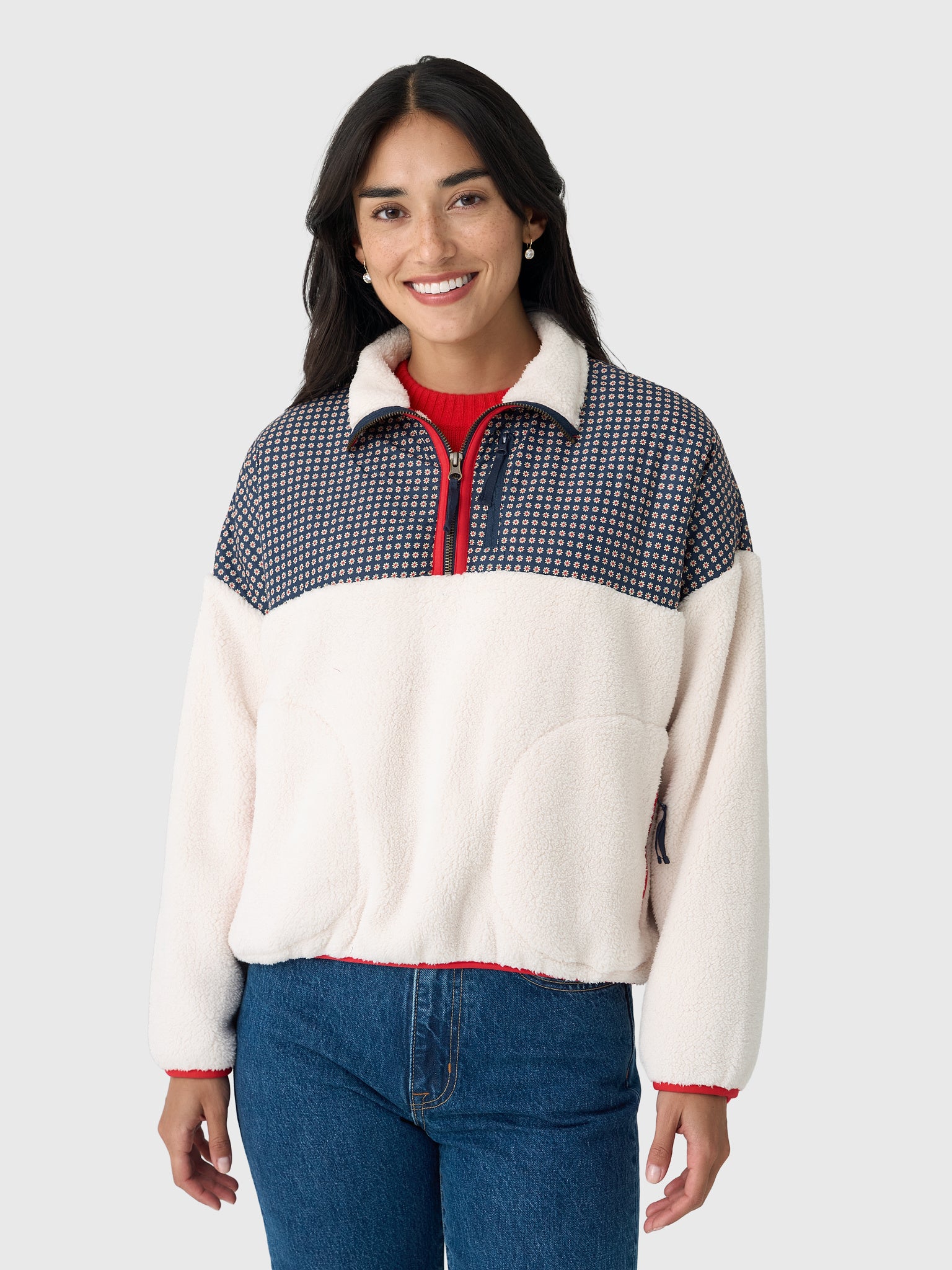 The Great Outdoors Women's The Print-Mix Plush Terrain Half-Zip - Saint Bernard