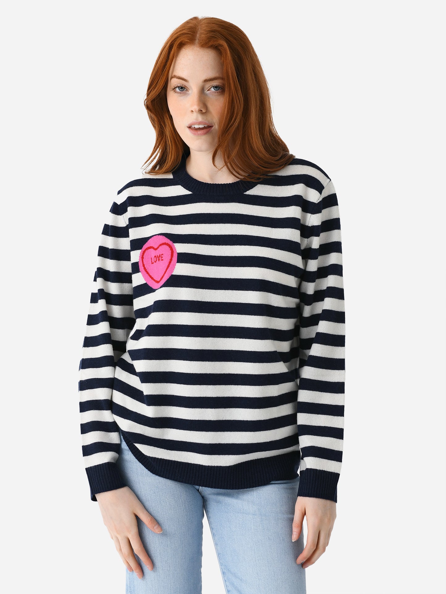 Jumper 1234 Women's Stripe Love Crew Sweater