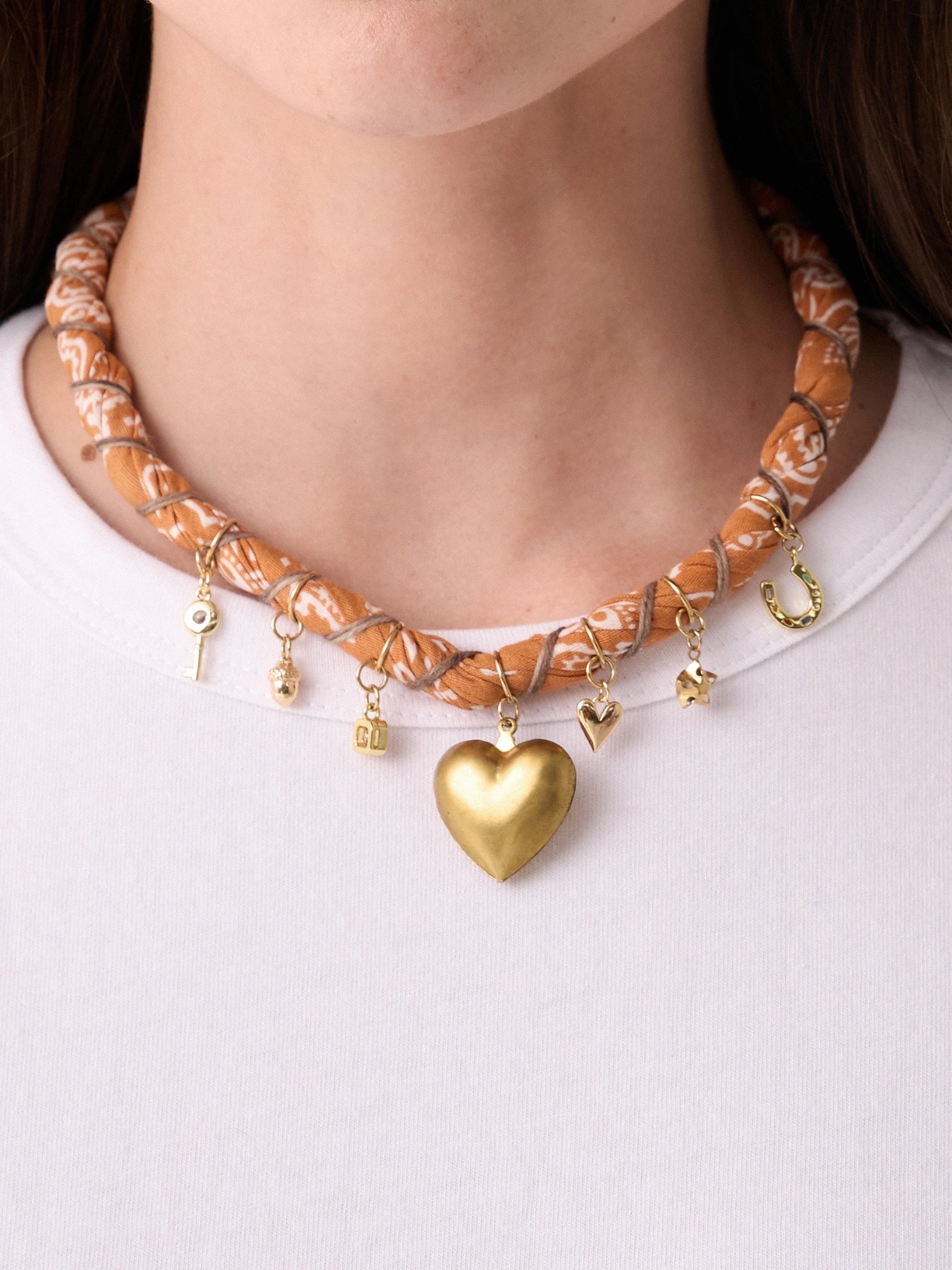 Bandana Moon Twisted Orange Bandana Necklace - Saint Bernard