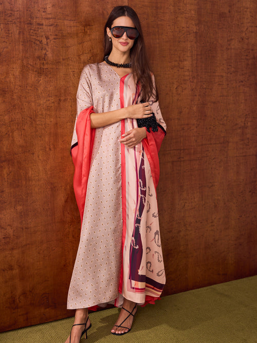 Otzio Women's Chiffon Panel Patchwork Kaftan Dress - Saint Bernard