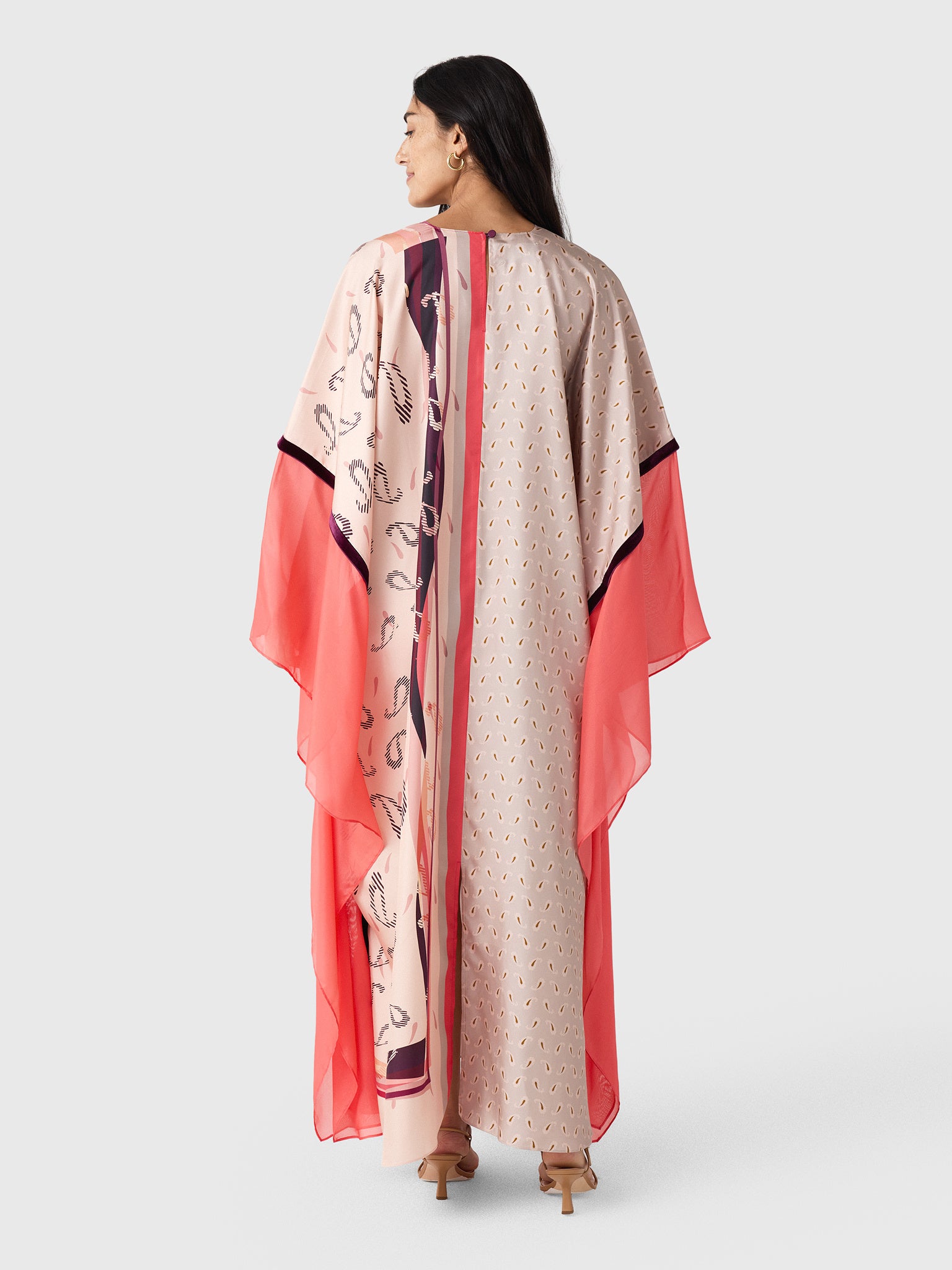 Otzio Women's Chiffon Panel Patchwork Kaftan Dress