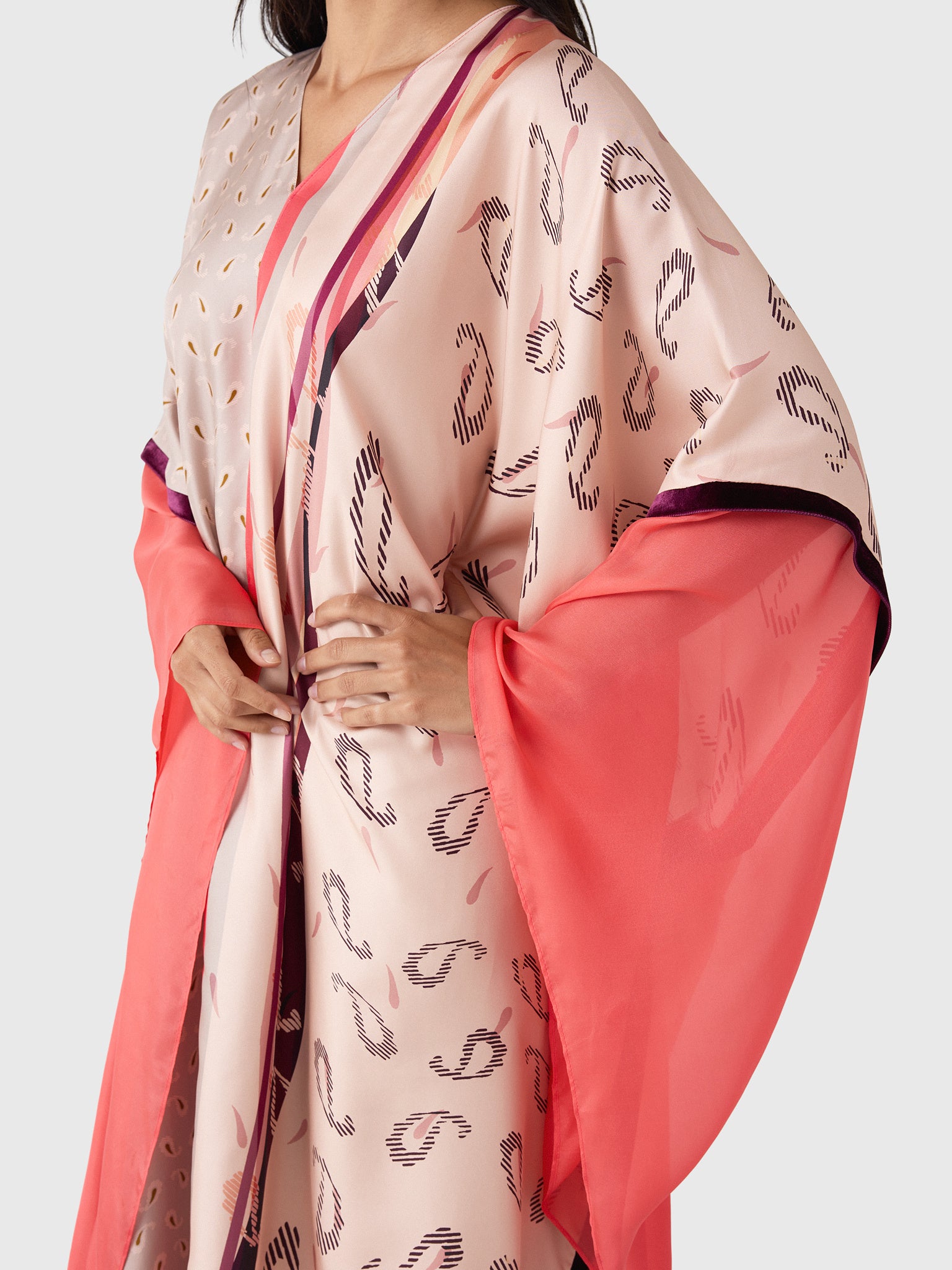 Otzio Women's Chiffon Panel Patchwork Kaftan Dress