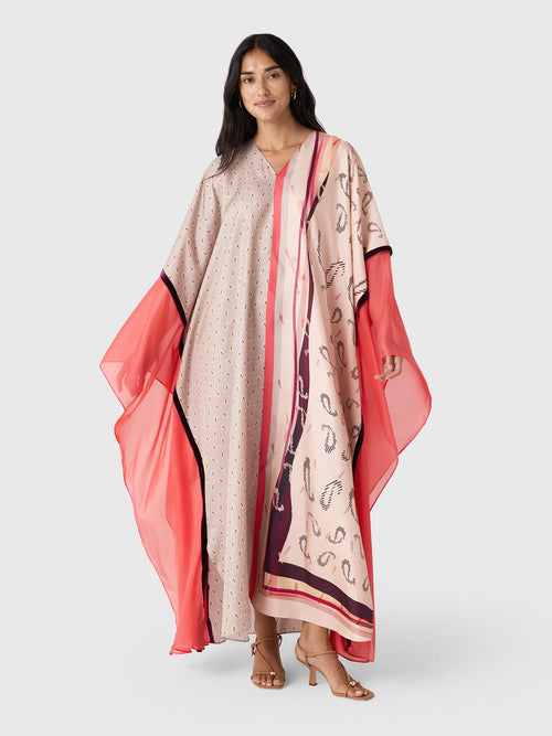 Otzio Women's Chiffon Panel Patchwork Kaftan Dress