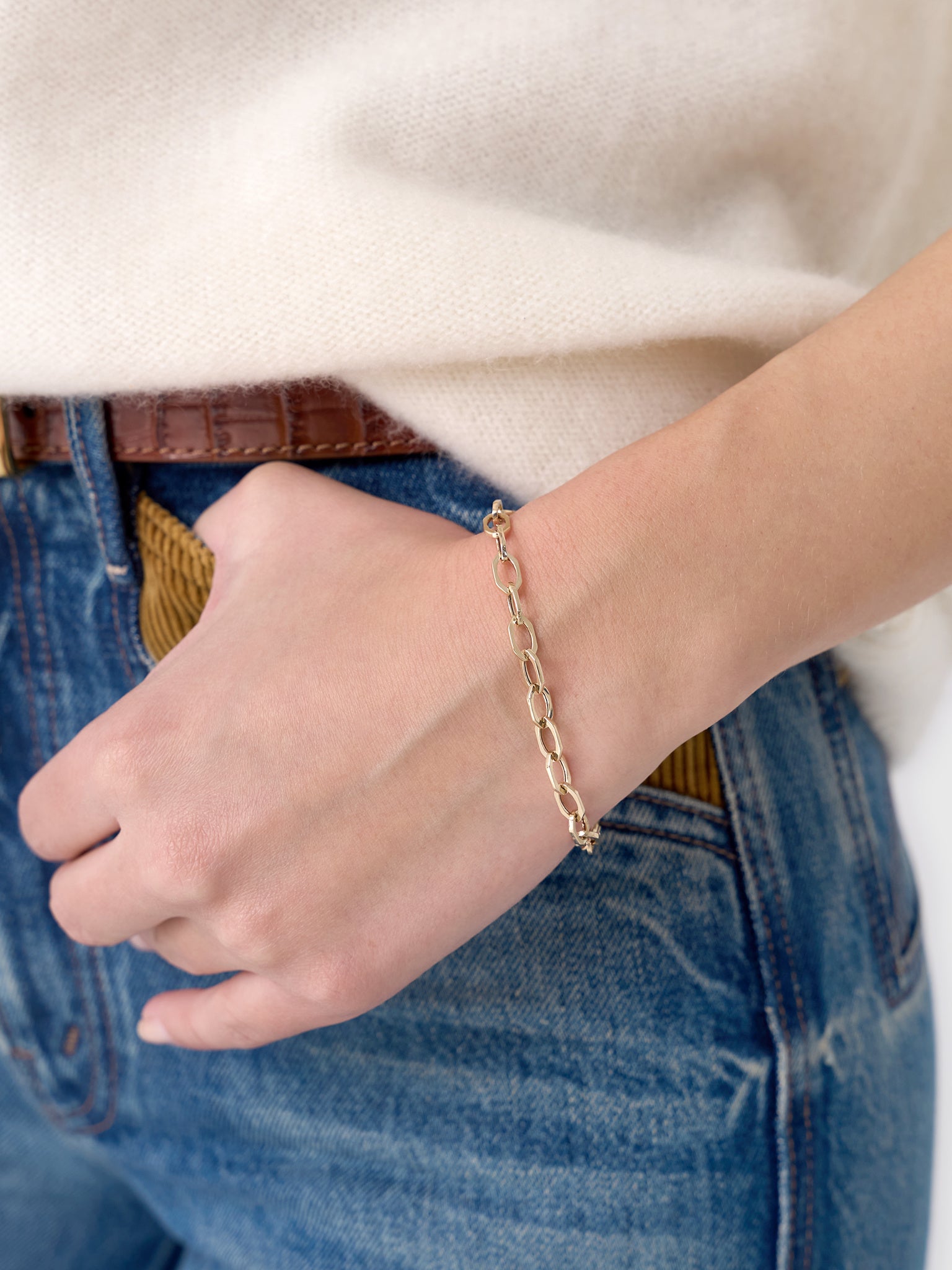 S. Bell Octagon Oval Link Chain Bracelet - Saint Bernard