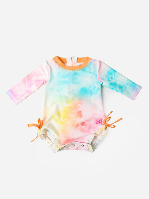 Rufflebutts Baby Girls' Long Sleeve Onesie Rash Guard