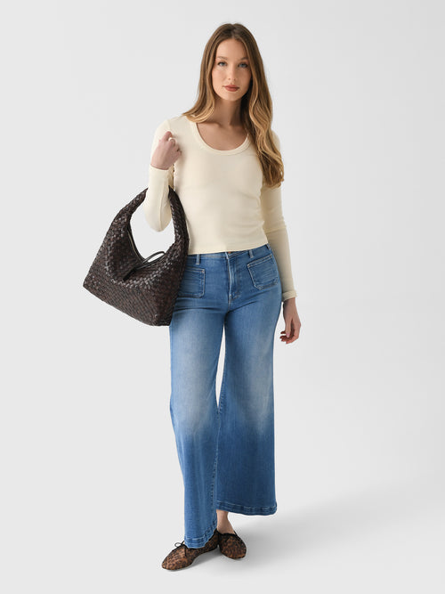 Mother Women's Petites The Lil' Hustler Roller Patch Pocket Sneak Jean