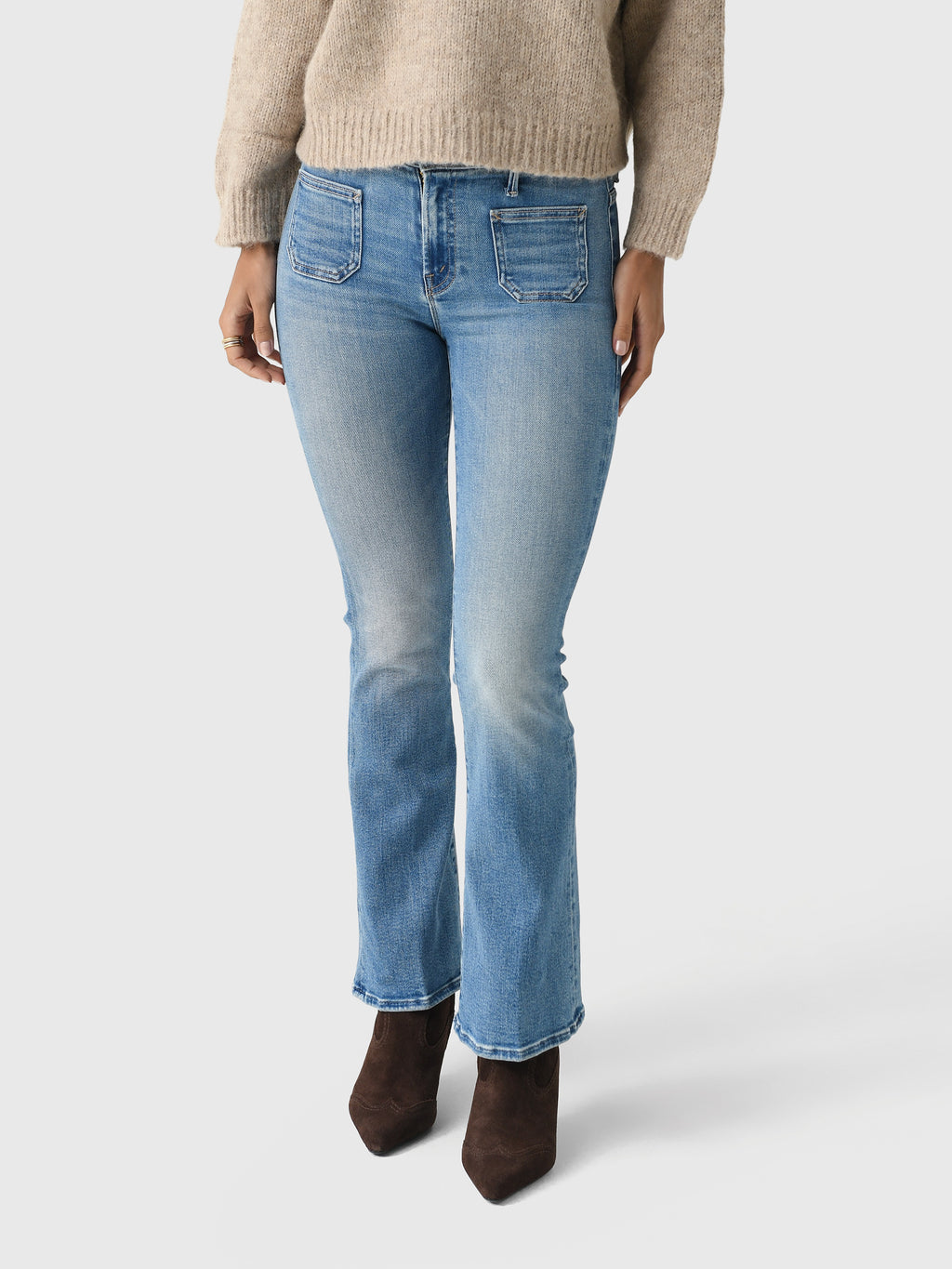 Mother Women's Petites The Lil' Patch Pocket Weekender Jean - Saint Bernard