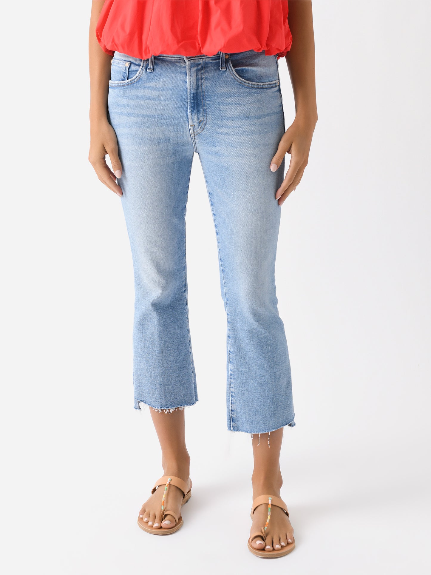 Mother Women's Petites The Lil' Insider Crop Step Fray Jean - Saint Bernard