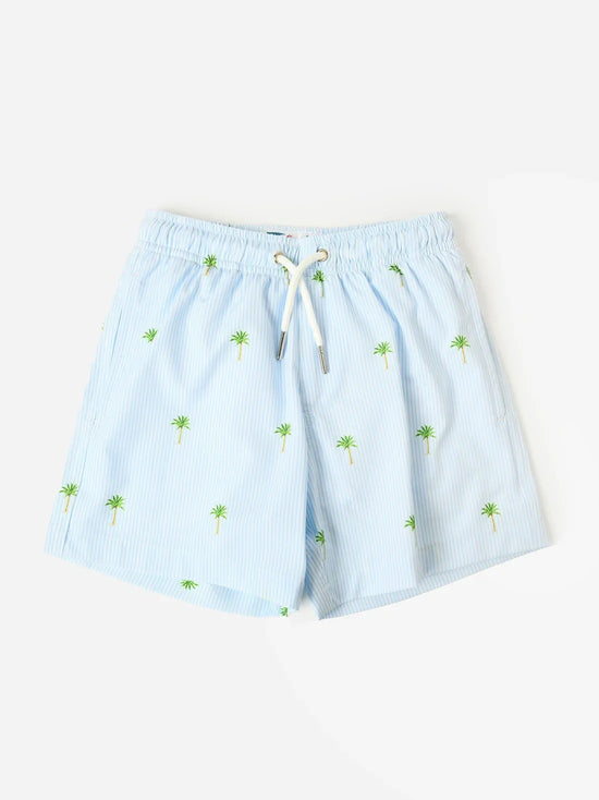 Bermies - Palms Stripes (blue/white) swim trunks