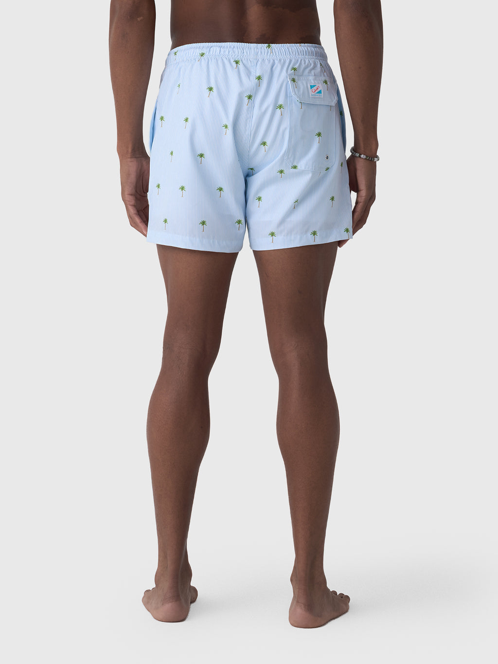 Bermies Men's Palm Stripes Swim Trunk - Saint Bernard