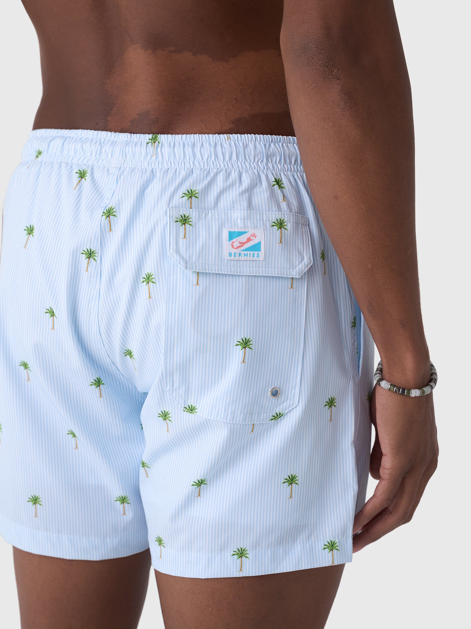 Bermies Men's Palm Stripes Swim Trunk - Saint Bernard