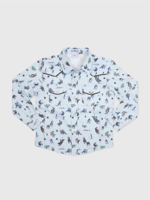 Blue Quail Boys' Pearl Snap Long Sleeve Shirt - Saint Bernard