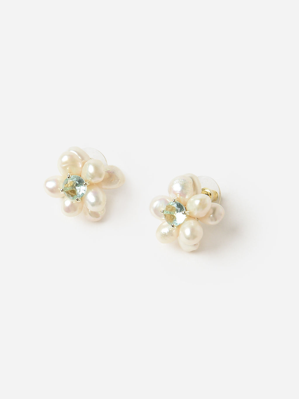 Nicola Bathie Freshwater Pearls + Quartz Hydrangea Stud Earrings - Saint Bernard