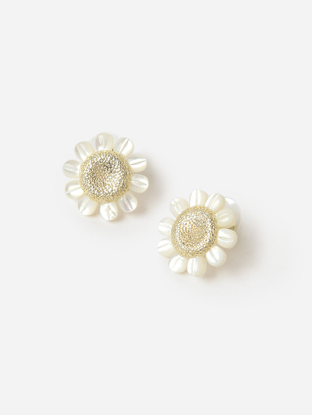Nicola Bathie Mother of Pearl + Golden Daisy Stud Earrings - Saint Bernard