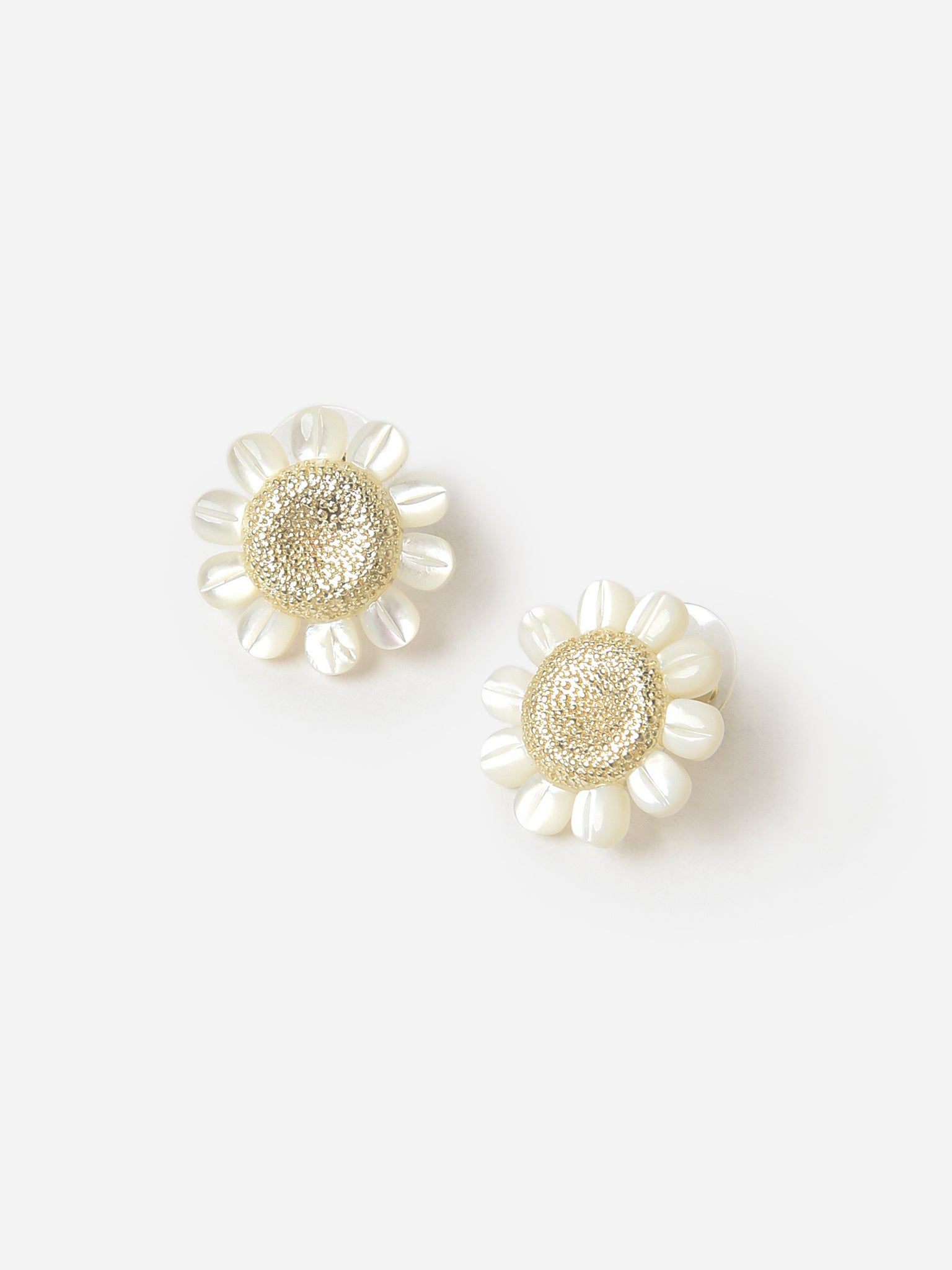Nicola Bathie Mother of Pearl + Golden Daisy Stud Earrings - Saint Bernard