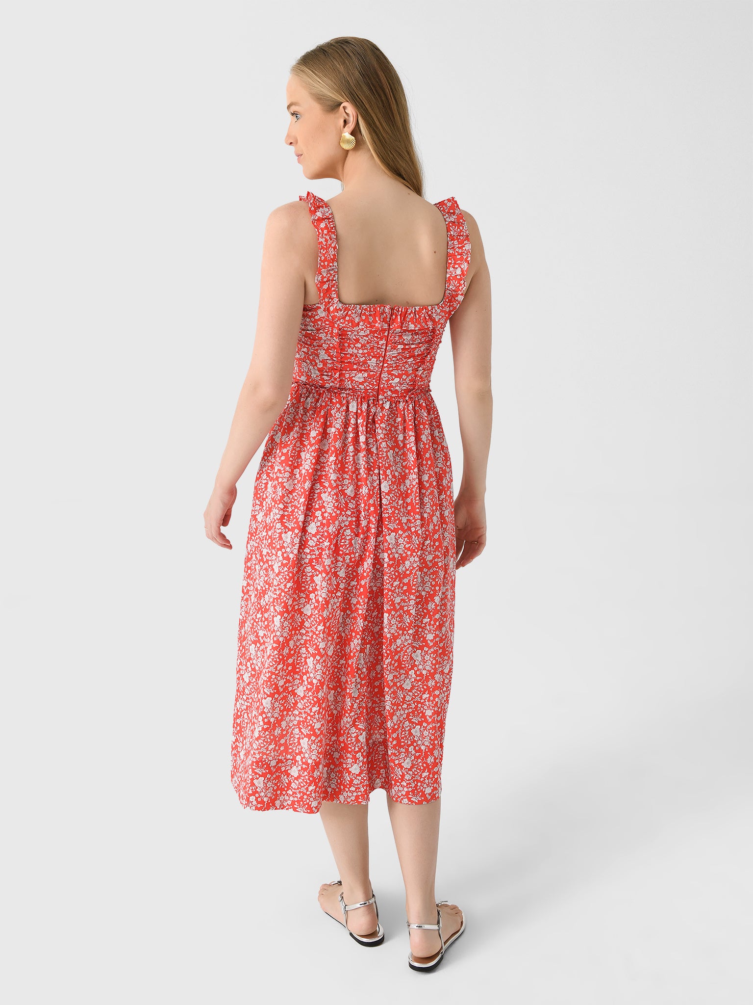 red sea midi dress Red V-Neck Midi Dress with Lace Trim for Vacation